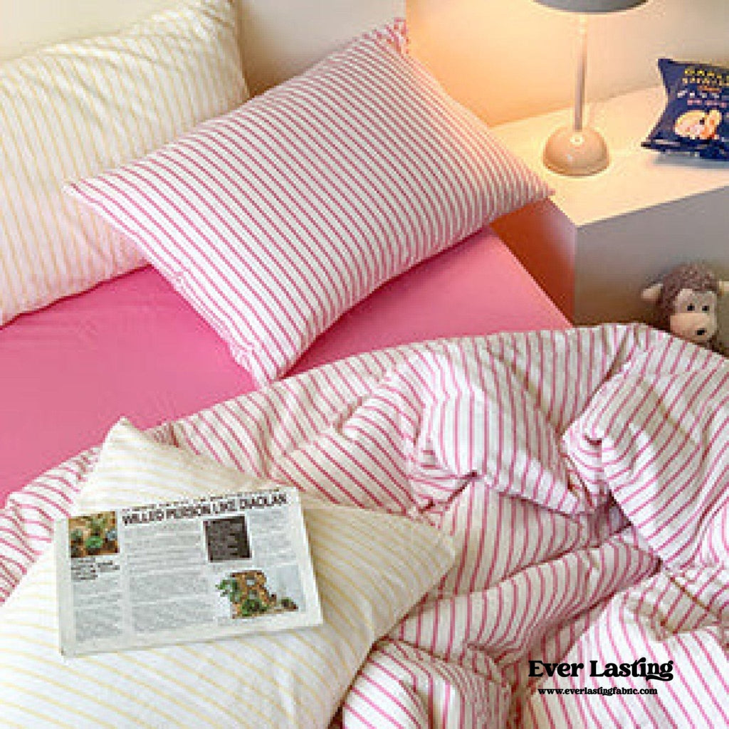 Candy Stripe Washed Cotton Bedding Set / Blue
