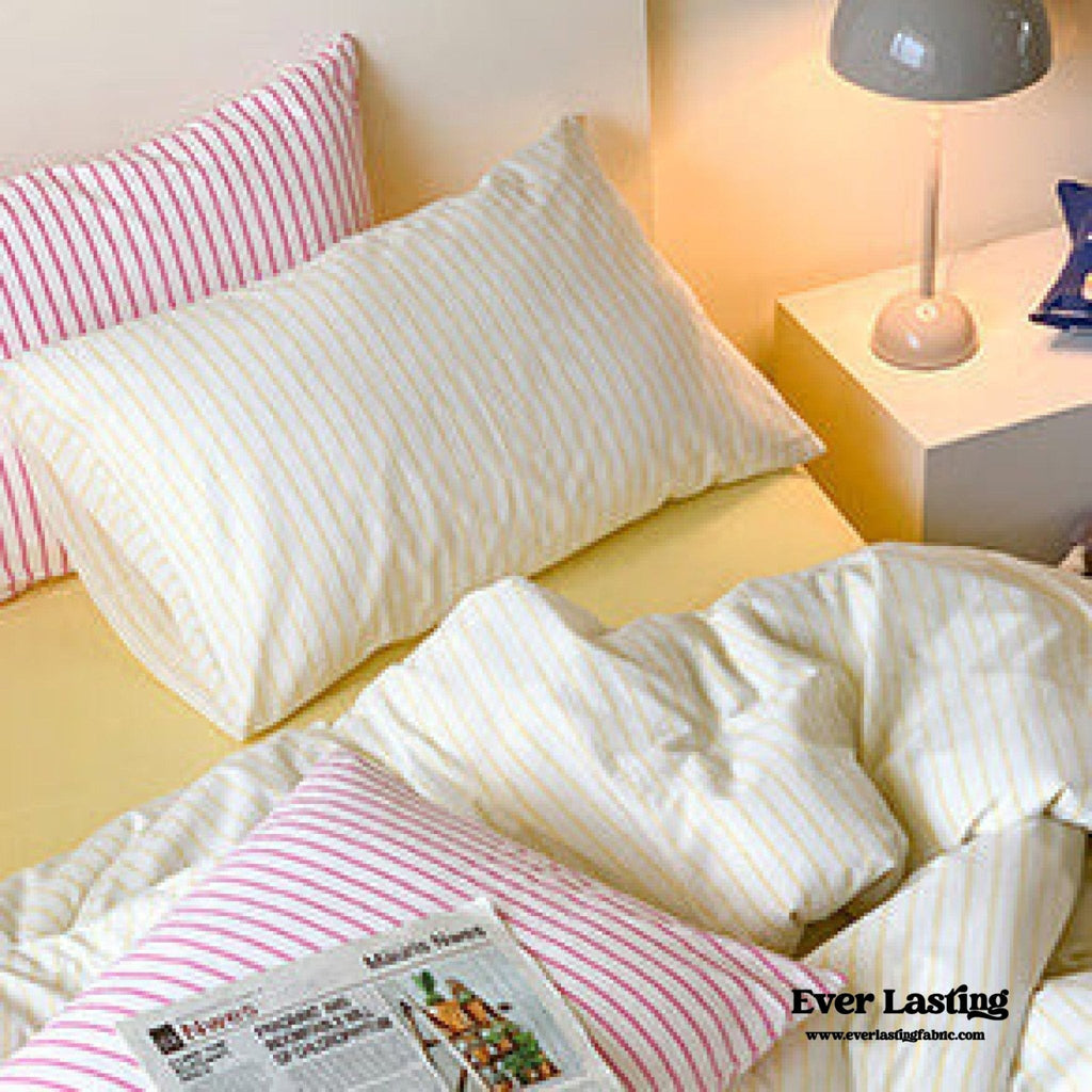 Candy Stripe Washed Cotton Bedding Set / Blue