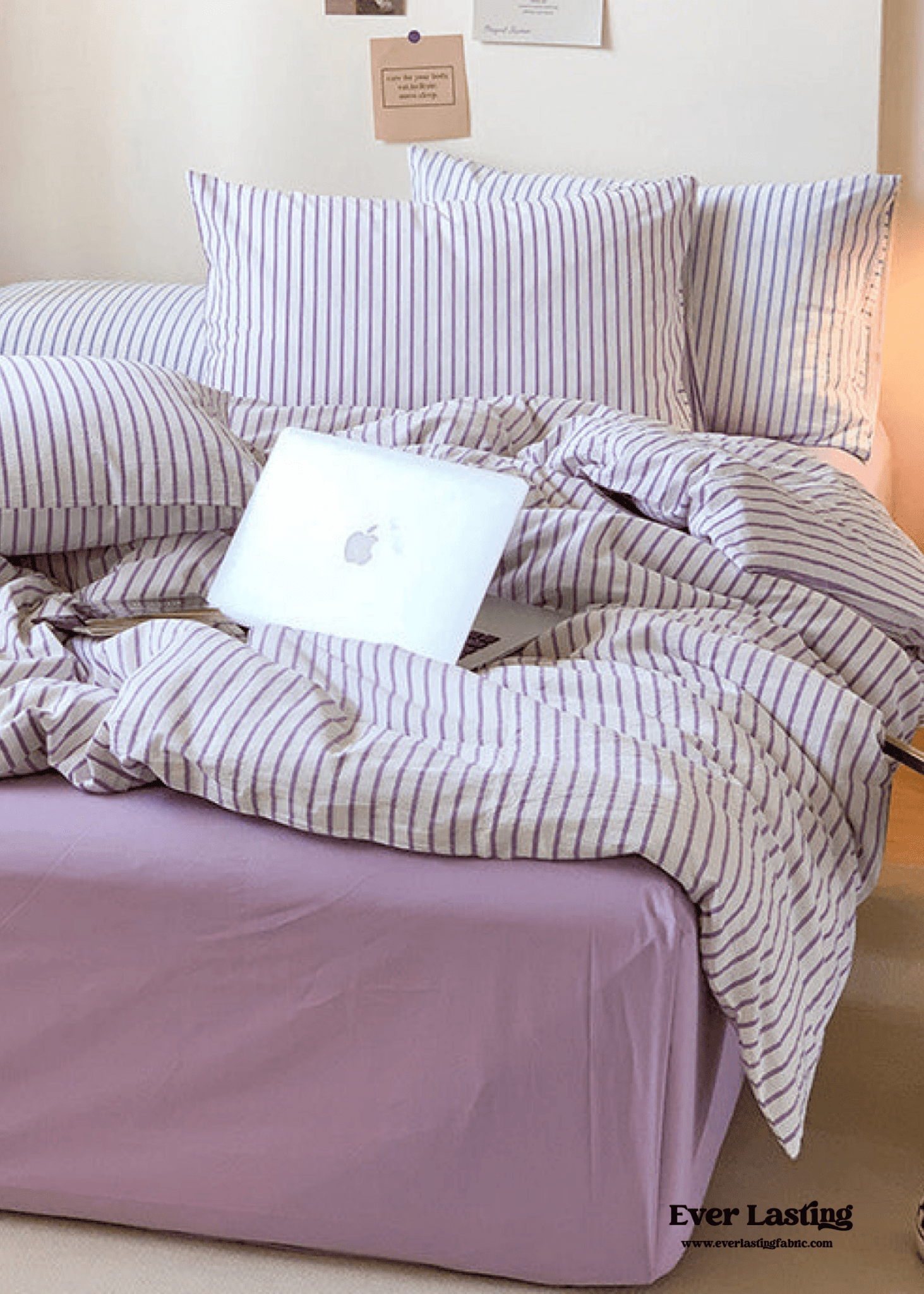 Candy Stripe Washed Cotton Bedding Set / Blue