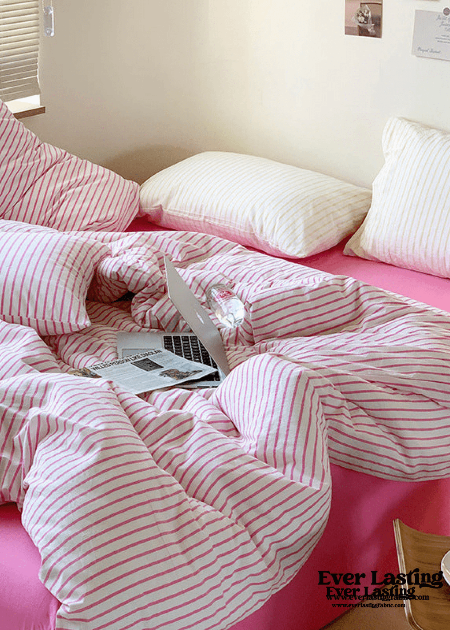 Candy Stripe Washed Cotton Bedding Set / Blue