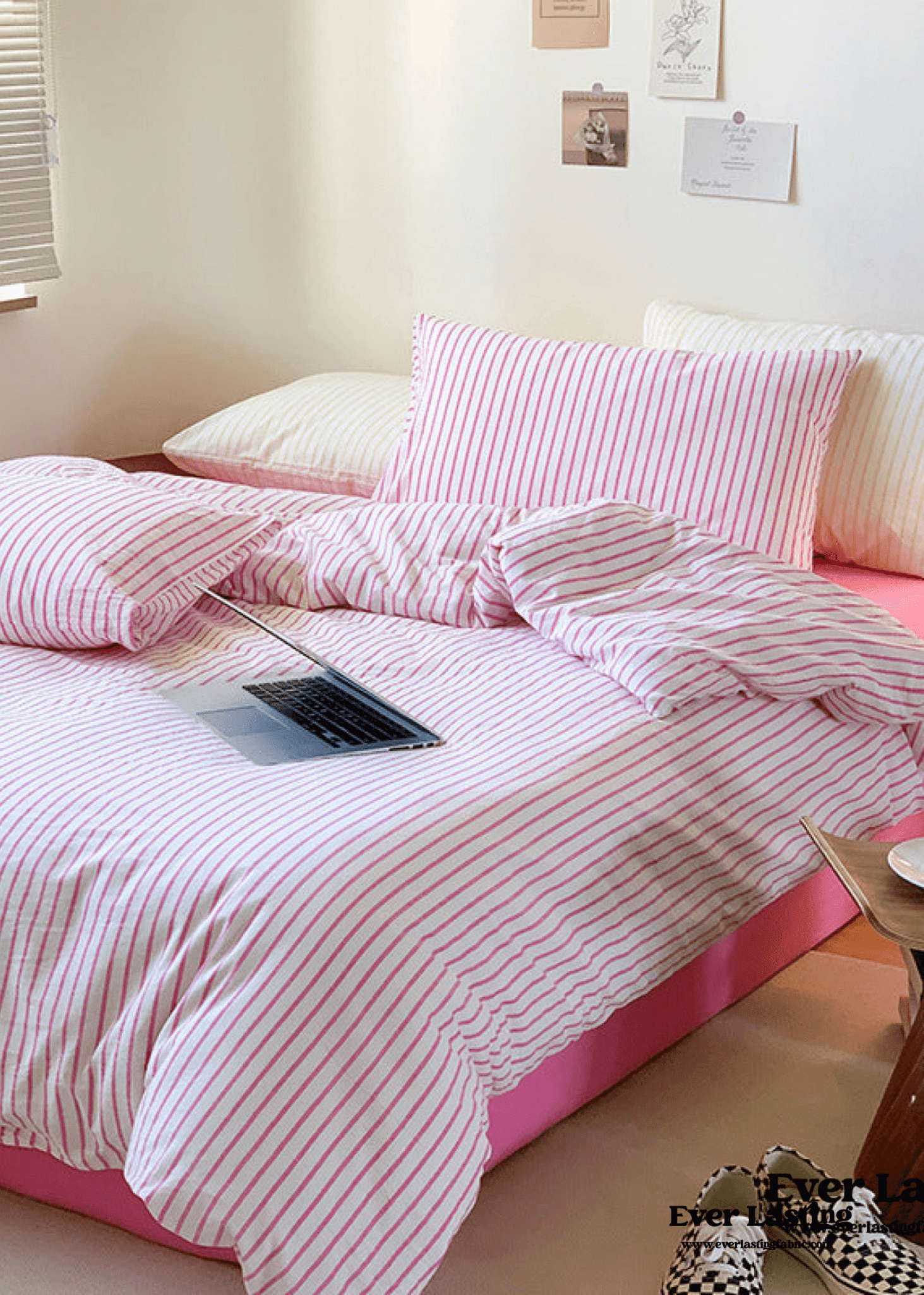 Candy Stripe Washed Cotton Bedding Set / Blue