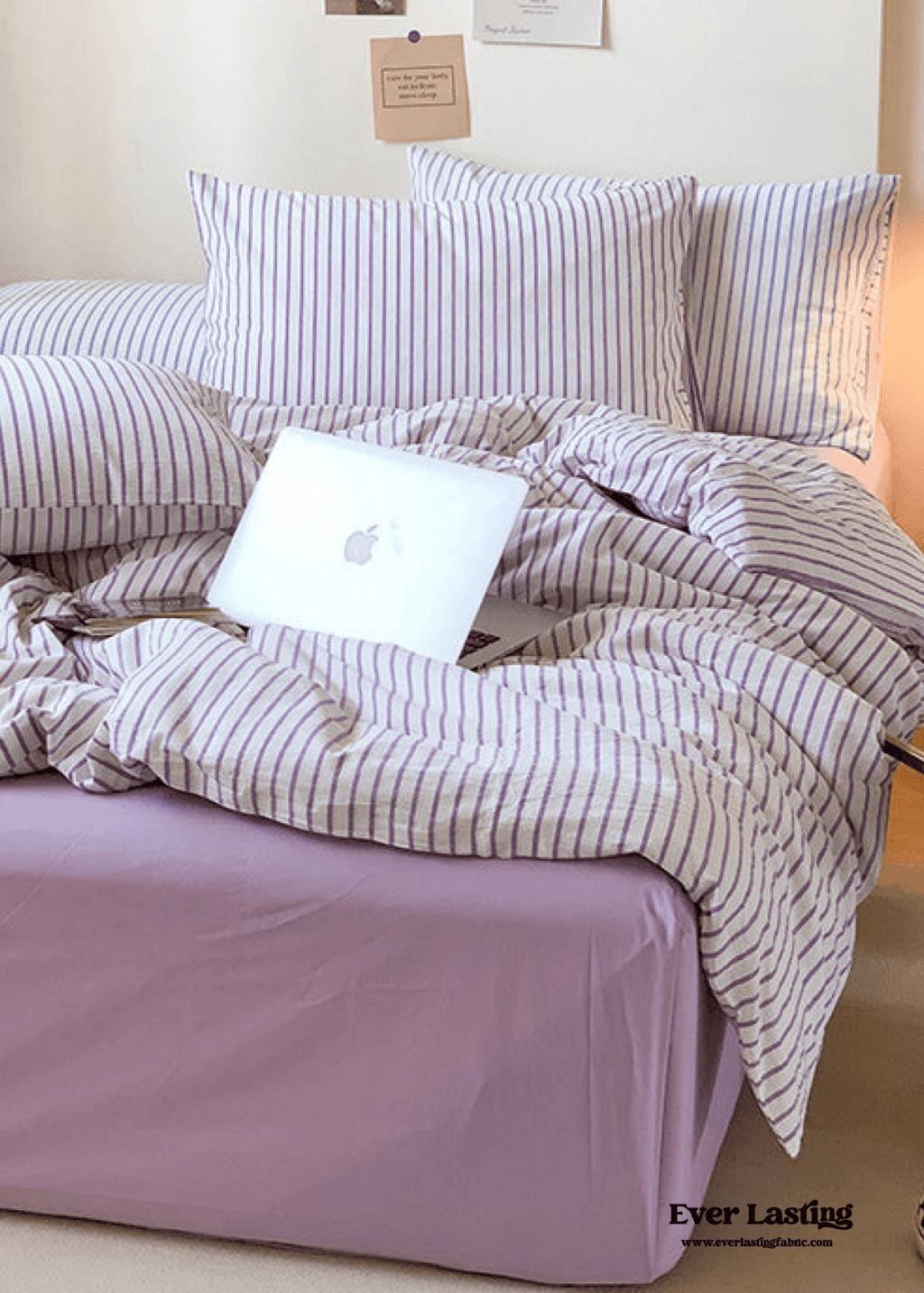 Candy Stripe Washed Cotton Bedding Set / Pink