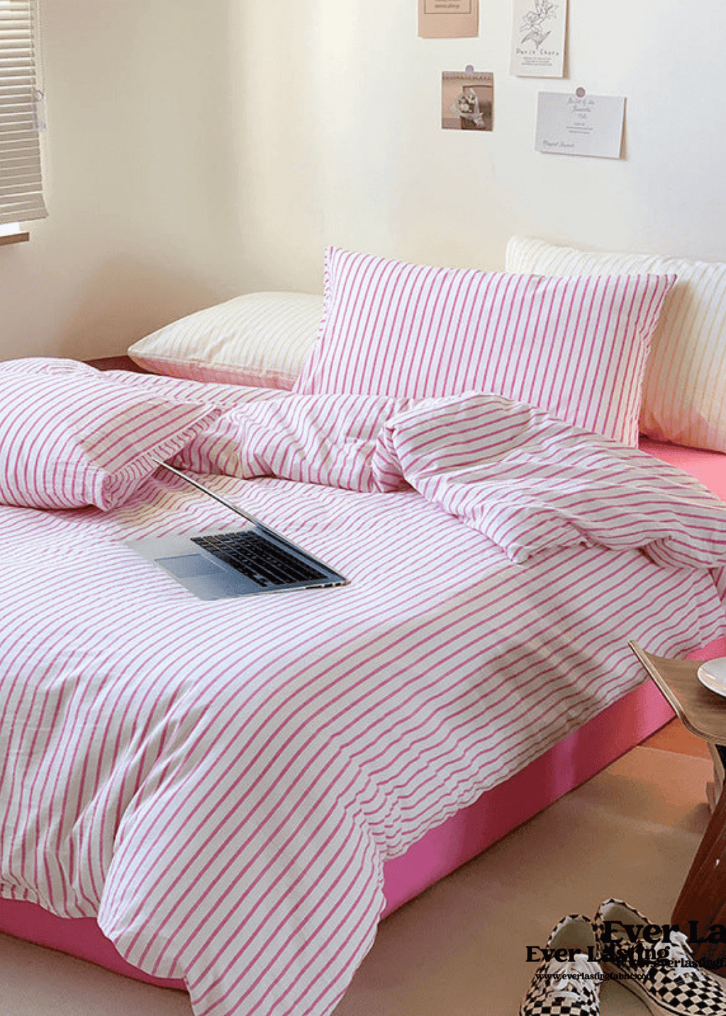 Candy Stripe Washed Cotton Bedding Set / Purple