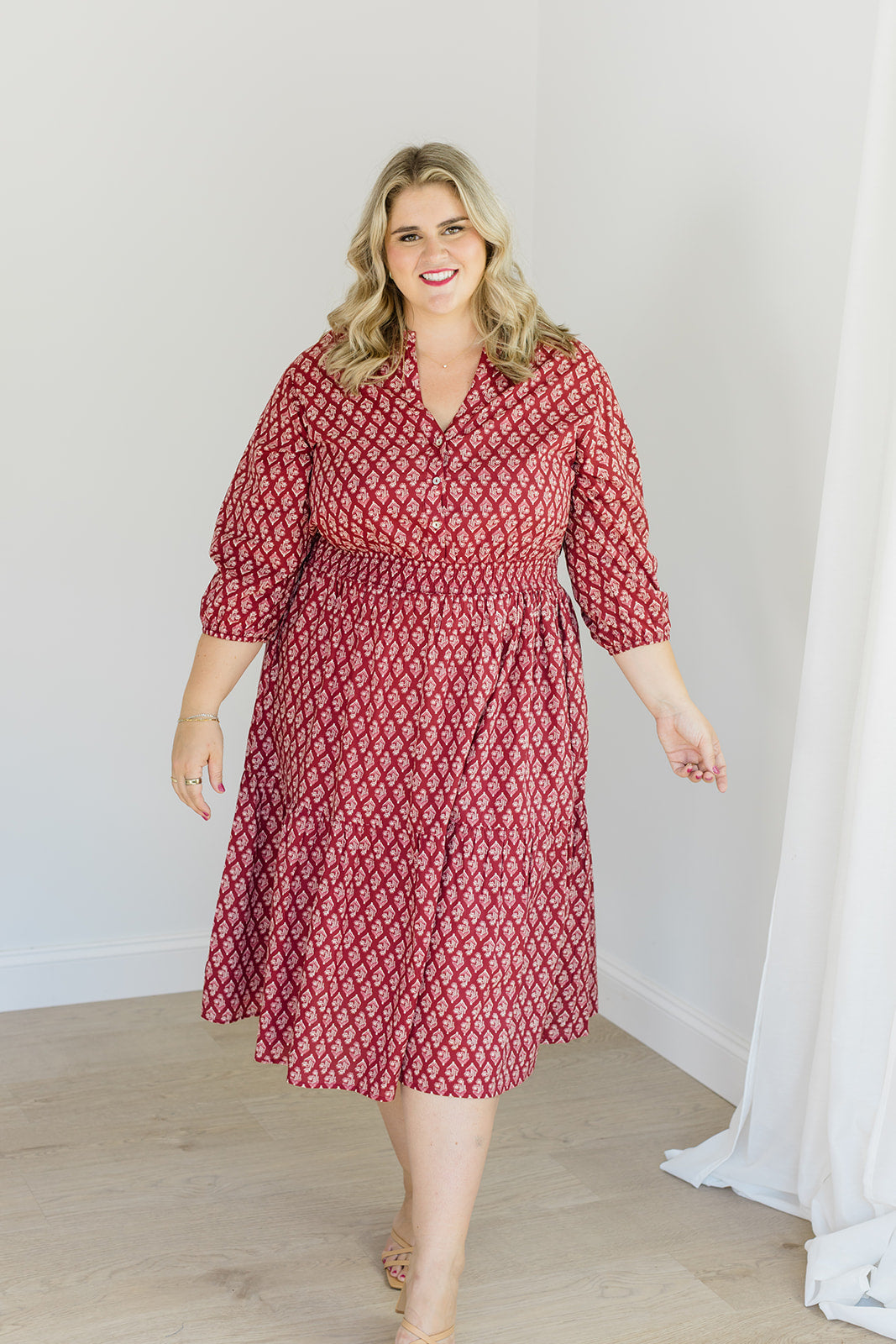 The Francesca Midi Dress in Spiced Merlot