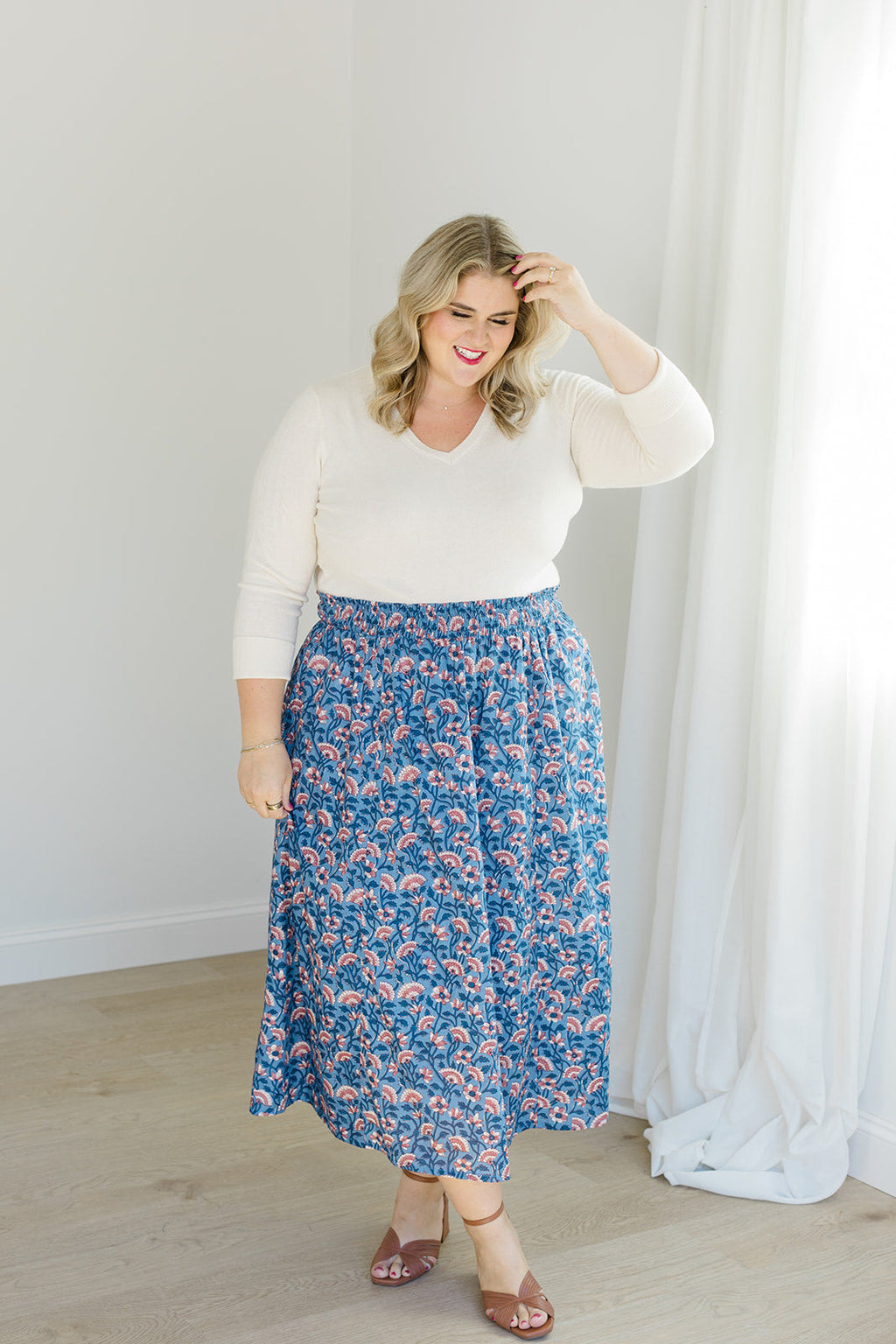 The Melissa Skirt in Indigo Bloom
