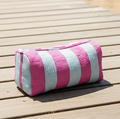 Pink and Blue Striped Cosmetic Bag