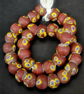 Chocolate Brown Eye Motif African Trade Beads Sourced in Ghana | Large-Hole Recycled Glass Trade Beads | 15–16mm Designer & Collector Strand