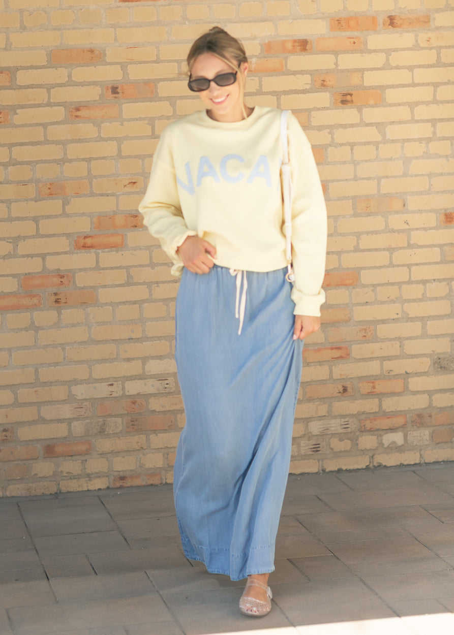Cleo Chambray Tie Maxi Skirt