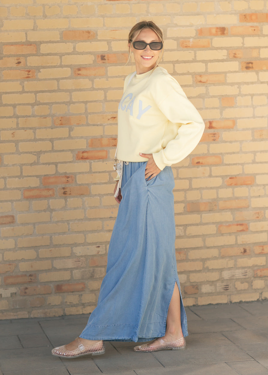 Cleo Chambray Tie Maxi Skirt