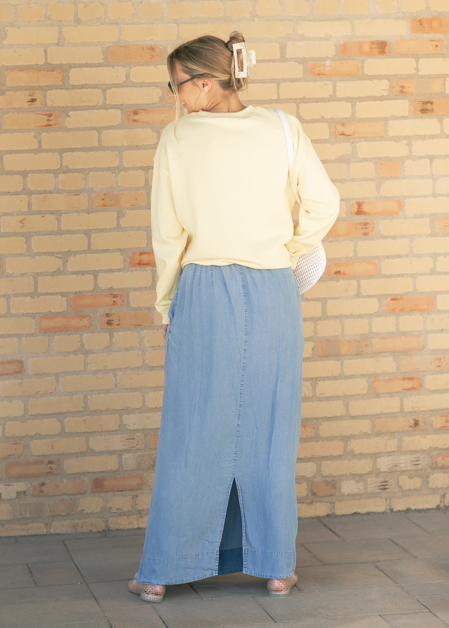 Cleo Chambray Tie Maxi Skirt