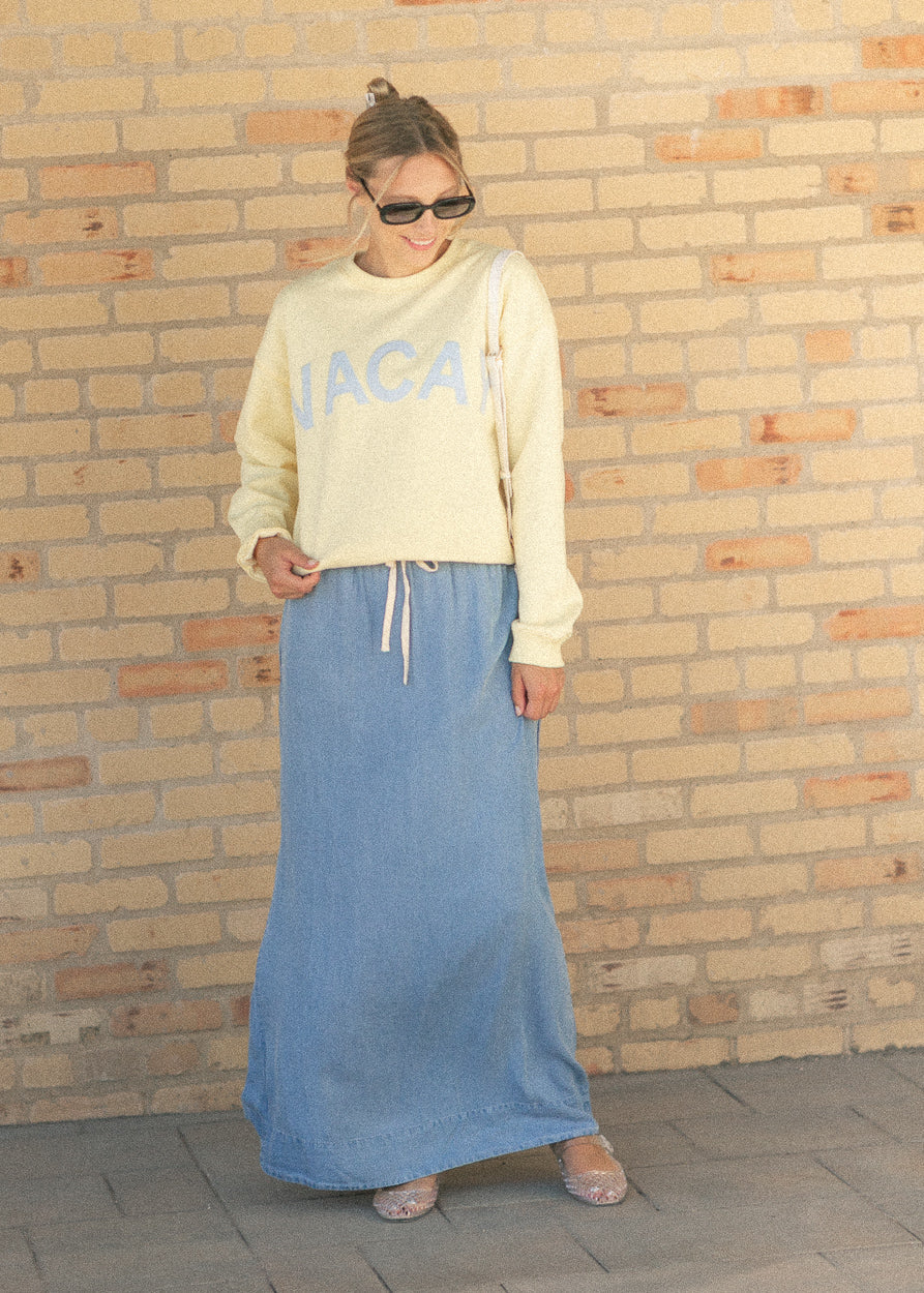Cleo Chambray Tie Maxi Skirt