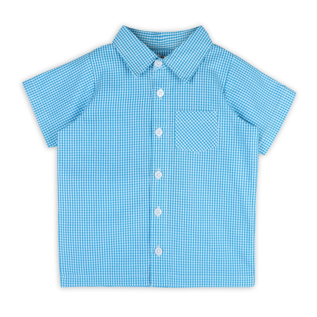Columbia Blue Gingham Boy Shirt