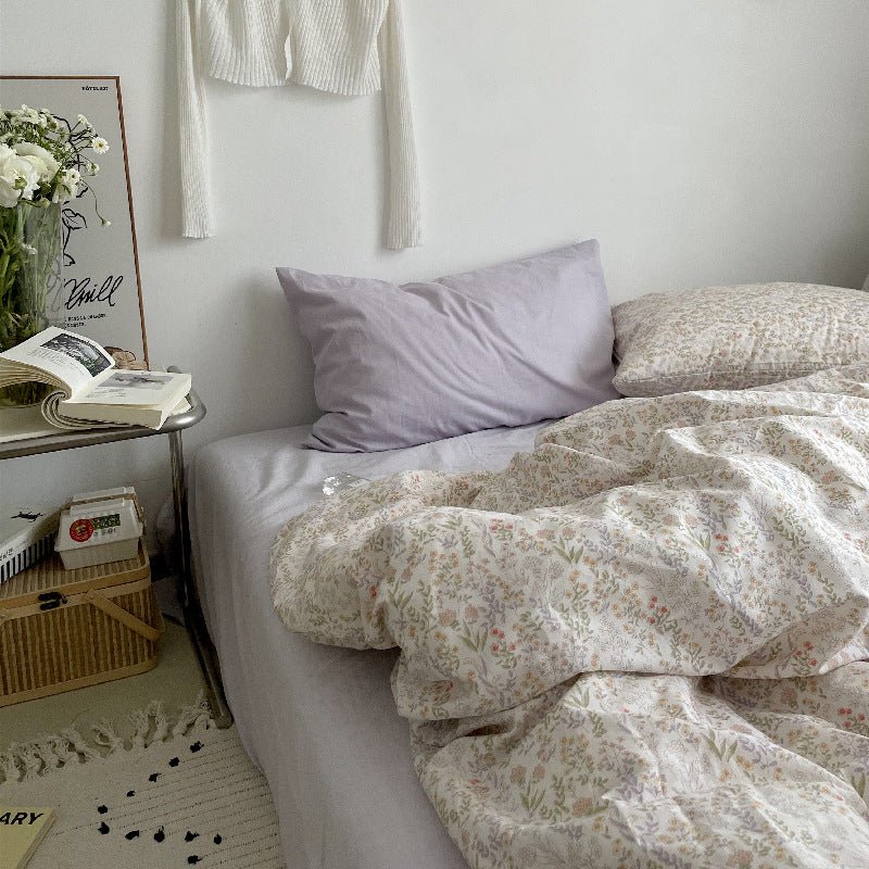 Cottage Floral Bedding Set / Dusty Purple