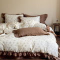 Cottage Inspired Ruffle Bedding Set / Brown