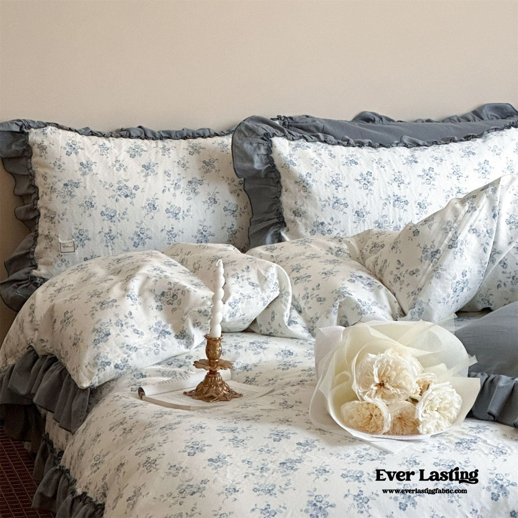Cottage Inspired Ruffle Bedding Set / Brown