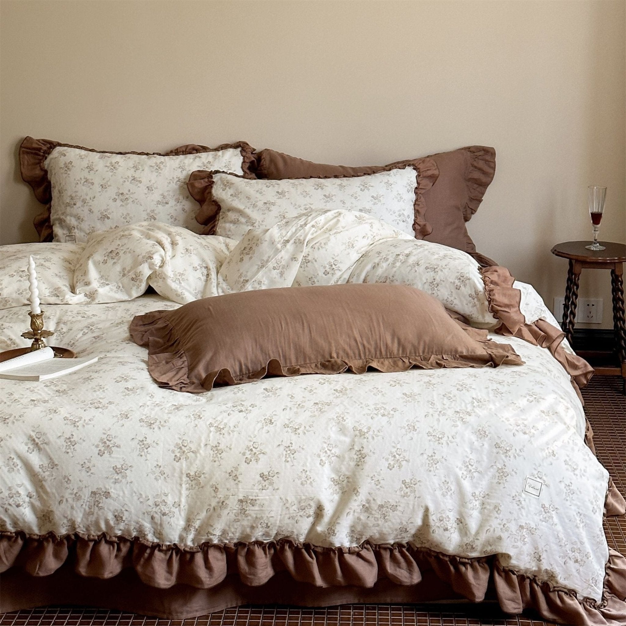 Cottage Inspired Ruffle Bedding Set / Soft Blue