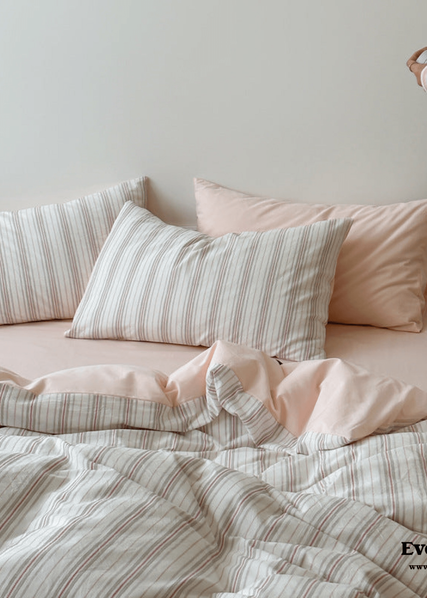 Cozy Pastel Striped Washed Cotton Pillowcases / Pink