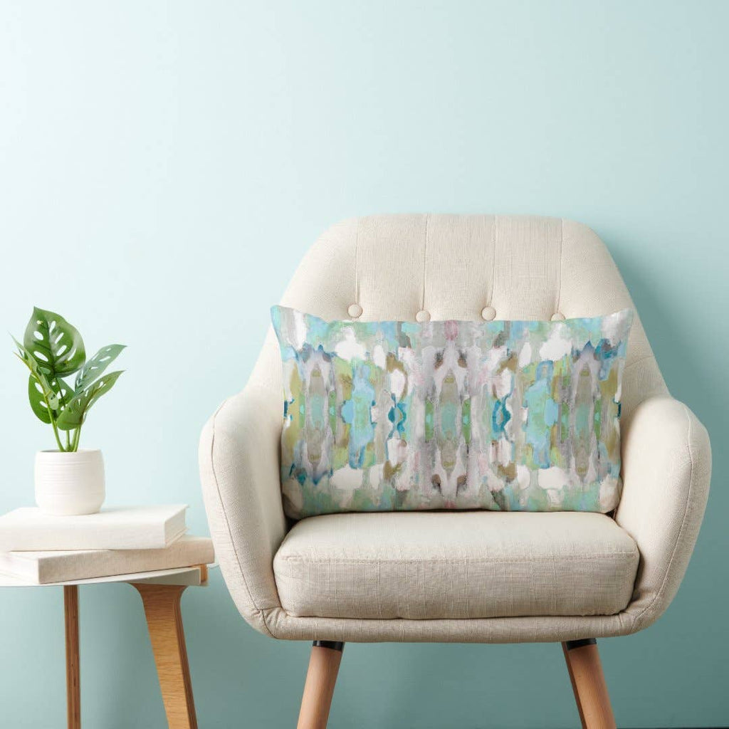 Layla Blue Abstract Art Lumbar Pillow
