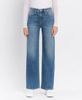 Super High Rise Medium Dark Wash Wide Leg Jeans