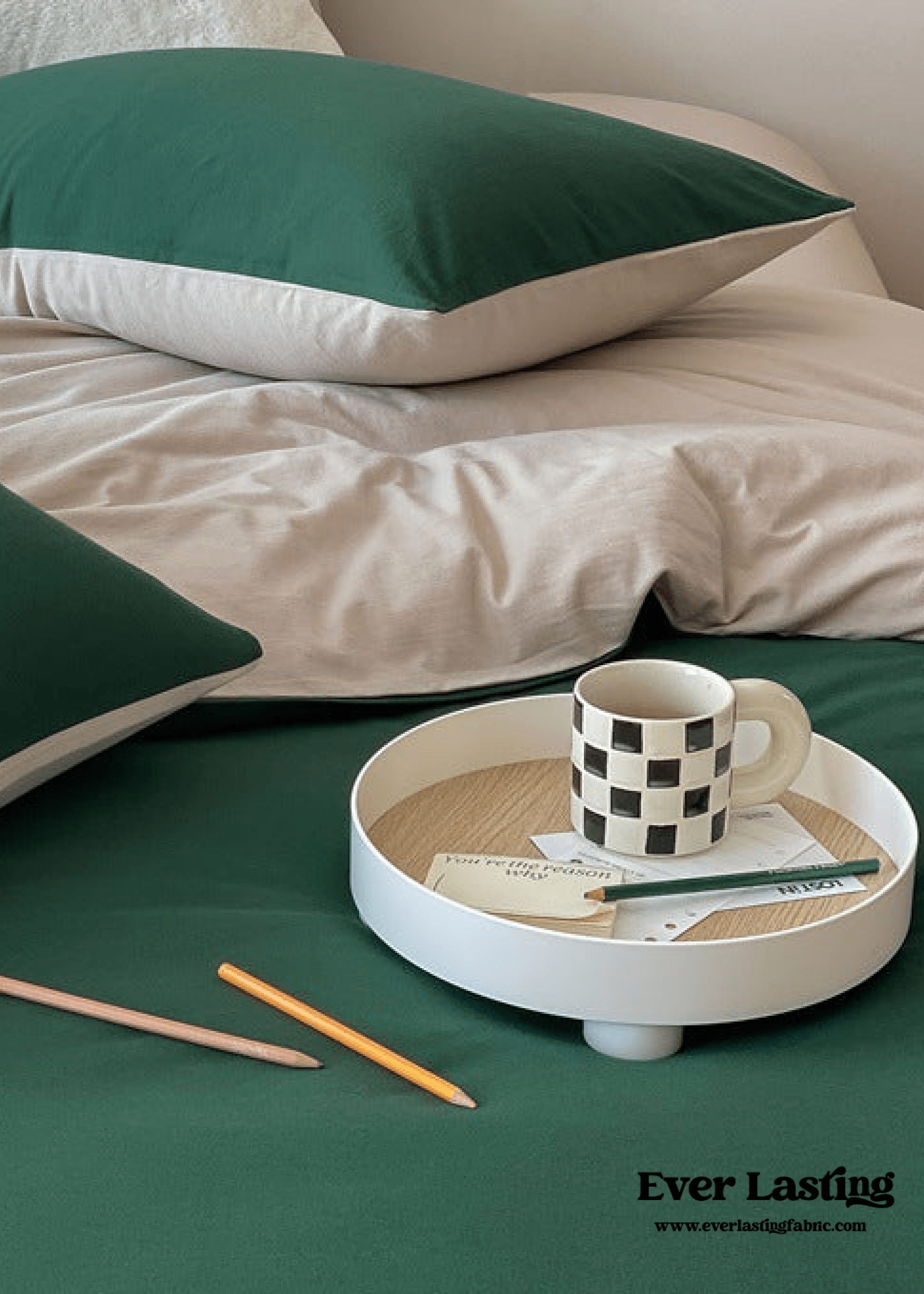 Duo Earth Tone Jersey Knit Bedding Set / White Beige