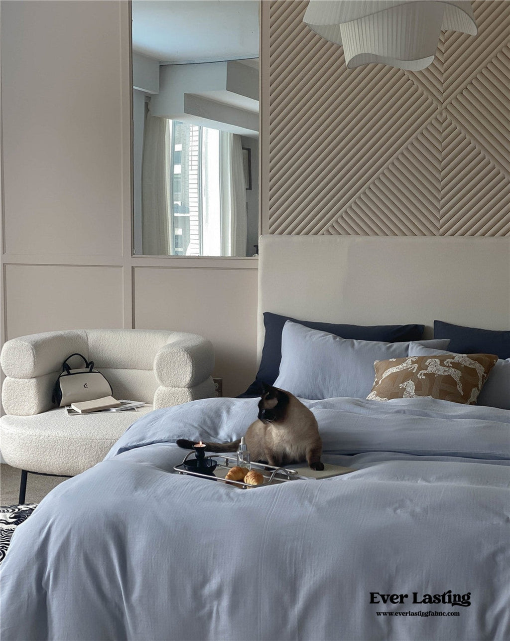 DUO Minimal Double Layer Washed Cotton Bedding Set / Blue