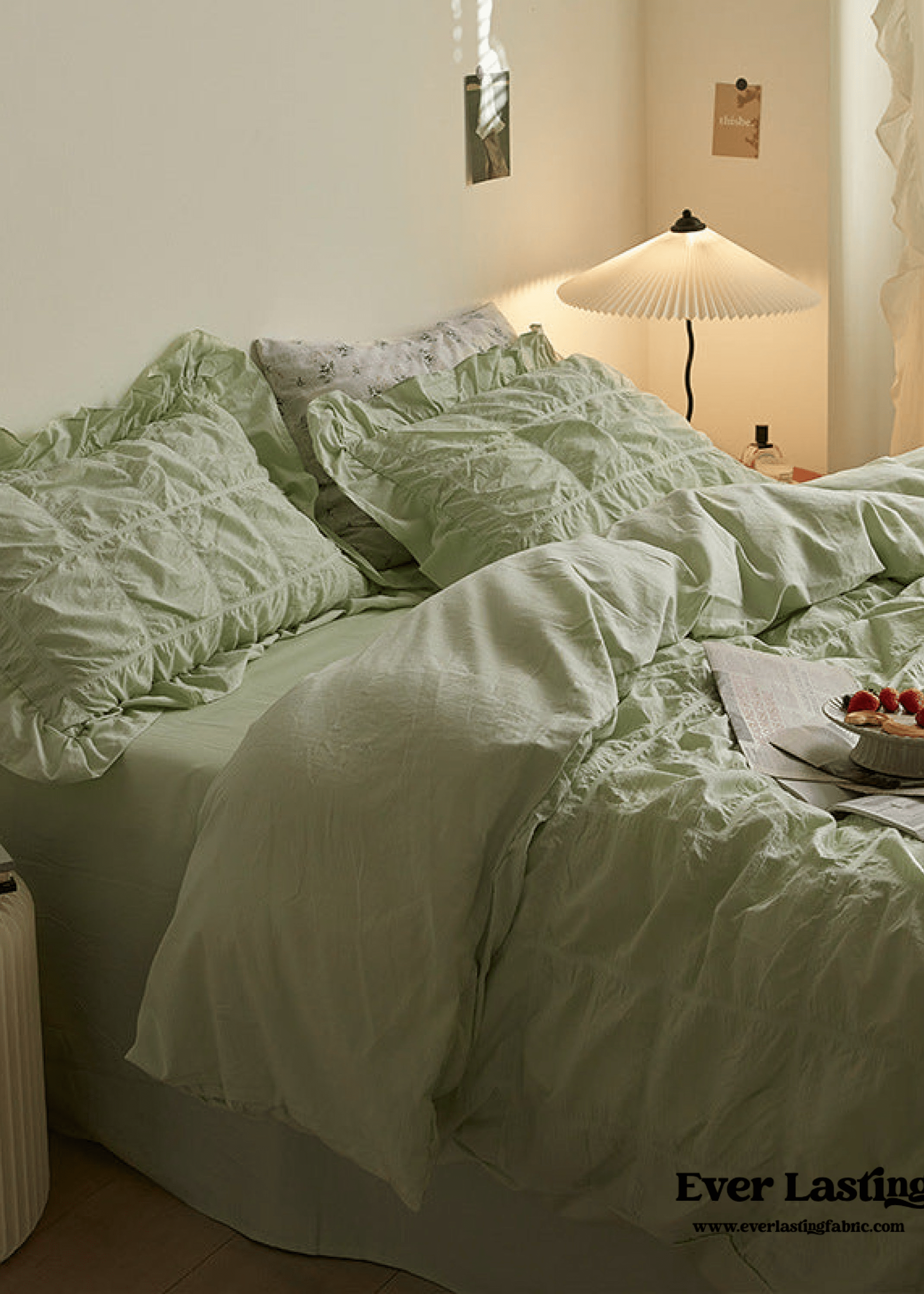 Earth Tone Marshmallow Puff Ruffle Bedding Set / Pumpkin Brown