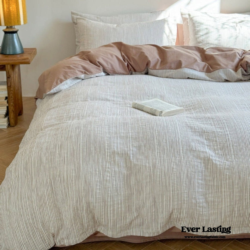 Emma Duo Striped Jacquard Bedding Set / Brown
