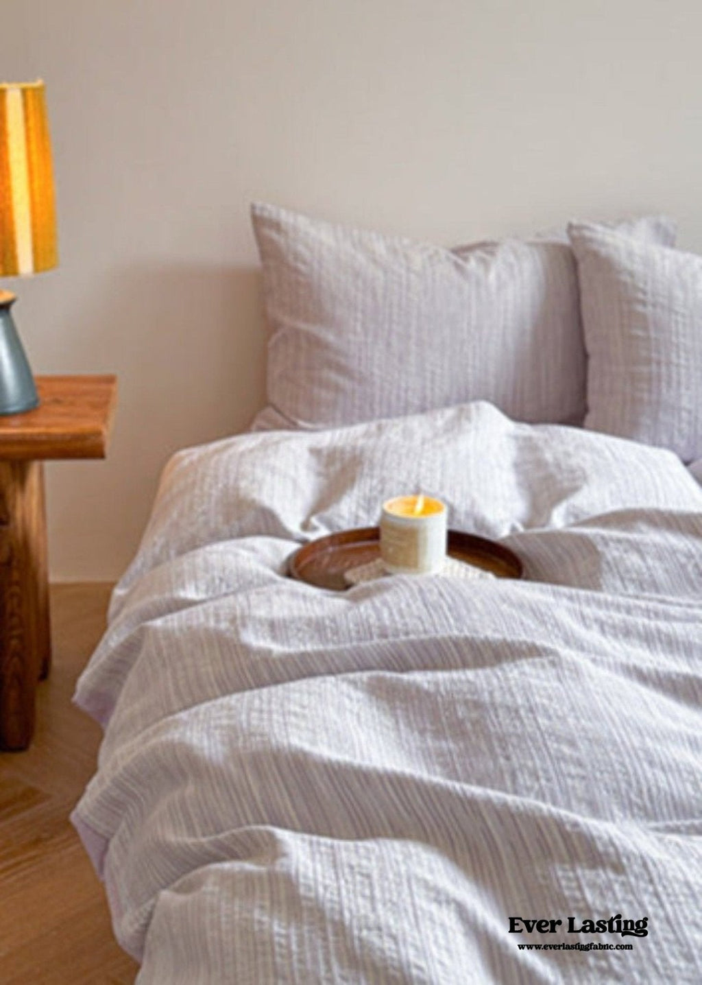 Emma Duo Striped Jacquard Bedding Set / Cream