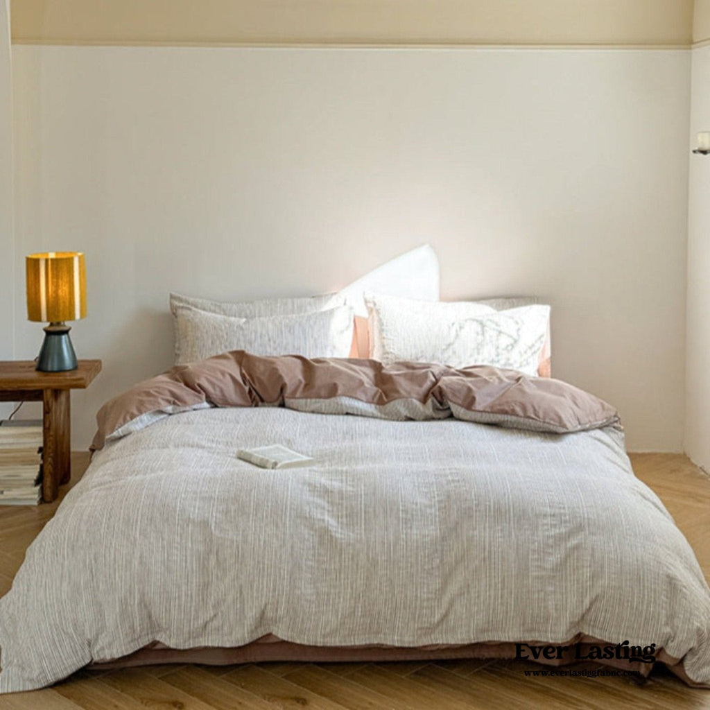 Emma Duo Striped Jacquard Bedding Set / Cream