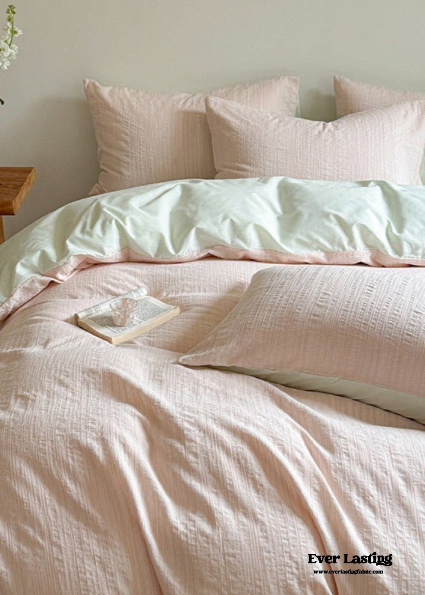 Emma Duo Striped Jacquard Bedding Set / Cream
