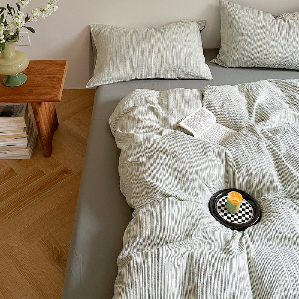 Emma Duo Striped Jacquard Bedding Set / Gray