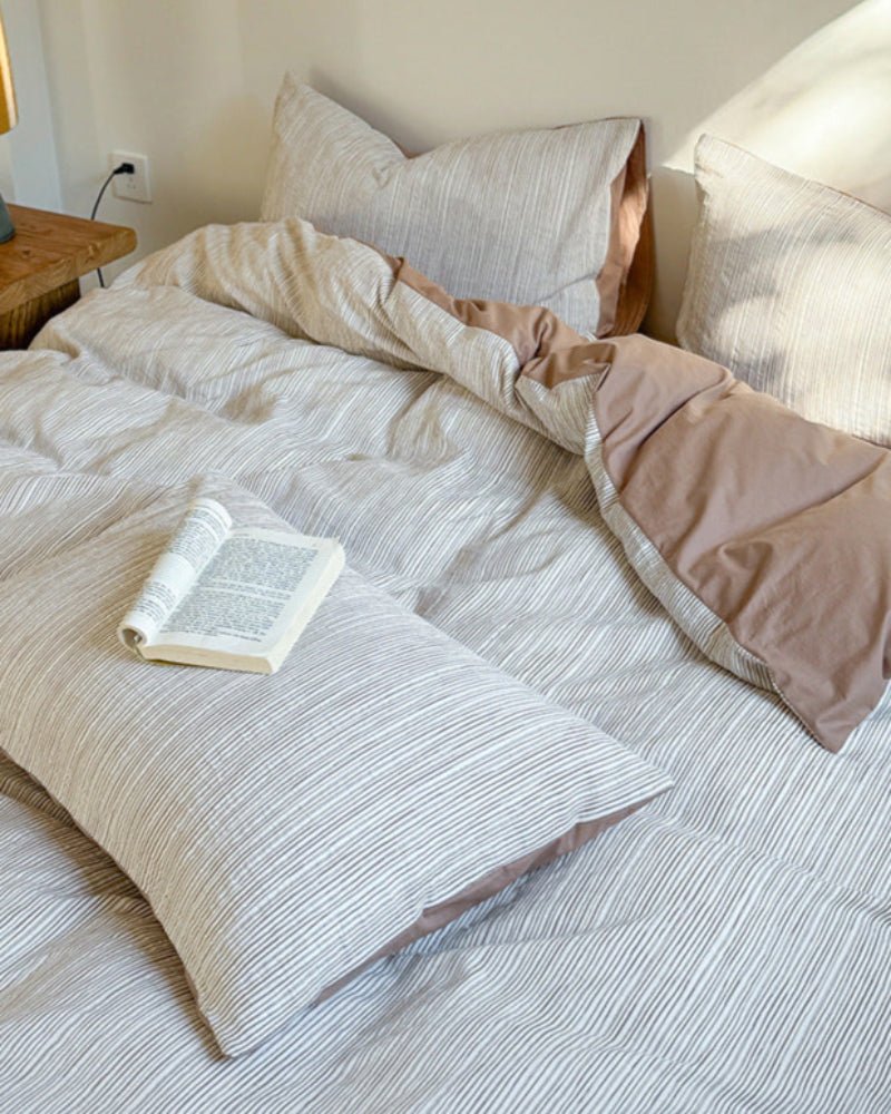 Emma Duo Striped Jacquard Bedding Set / Gray