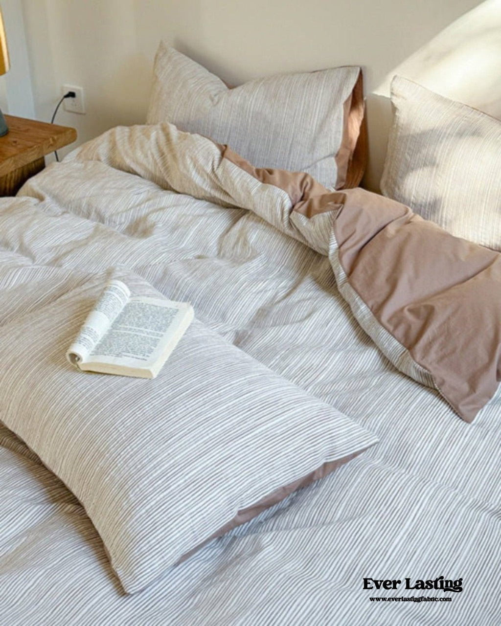 Emma Duo Striped Jacquard Bedding Set / Light Pink