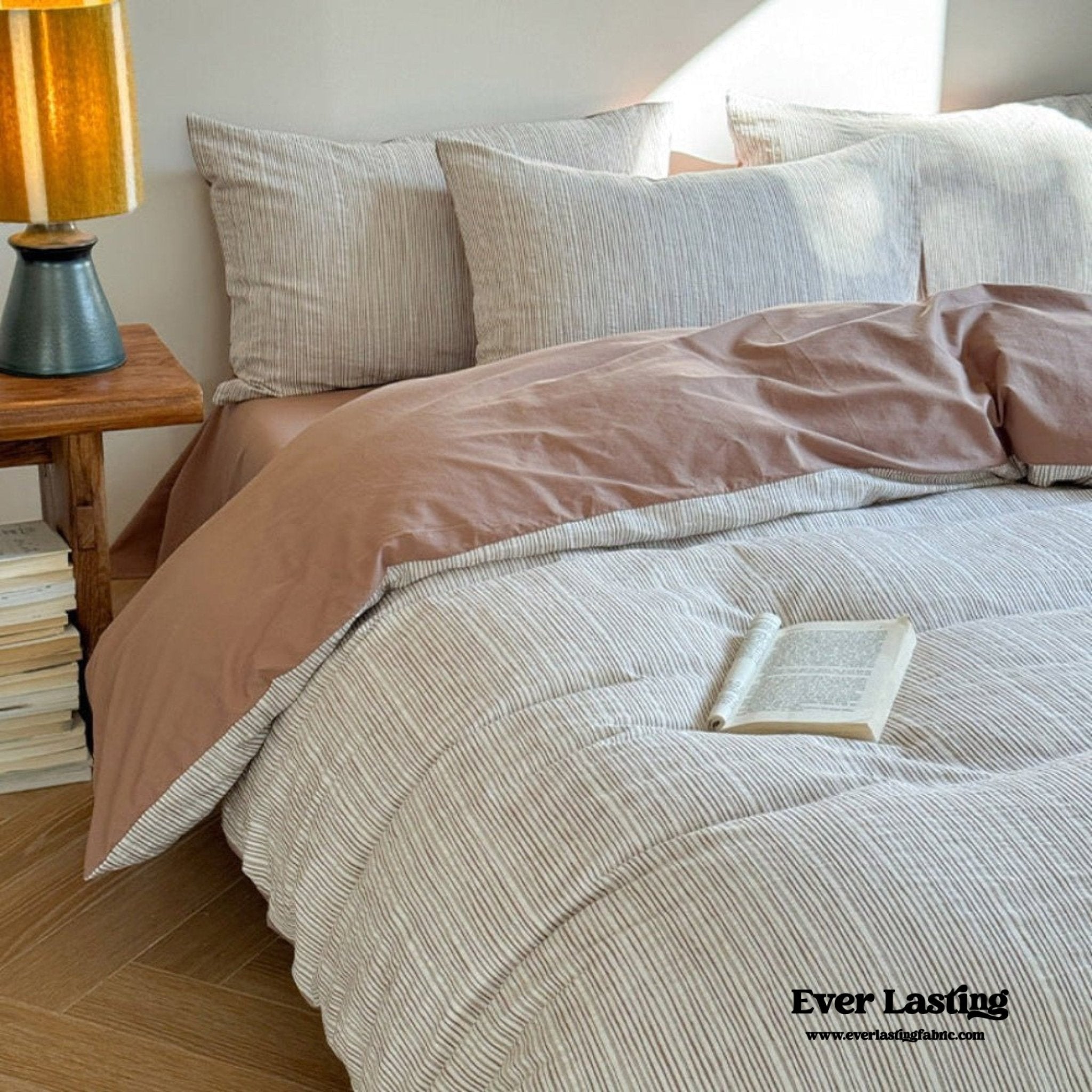 Emma Duo Striped Jacquard Bedding Set / Light Pink