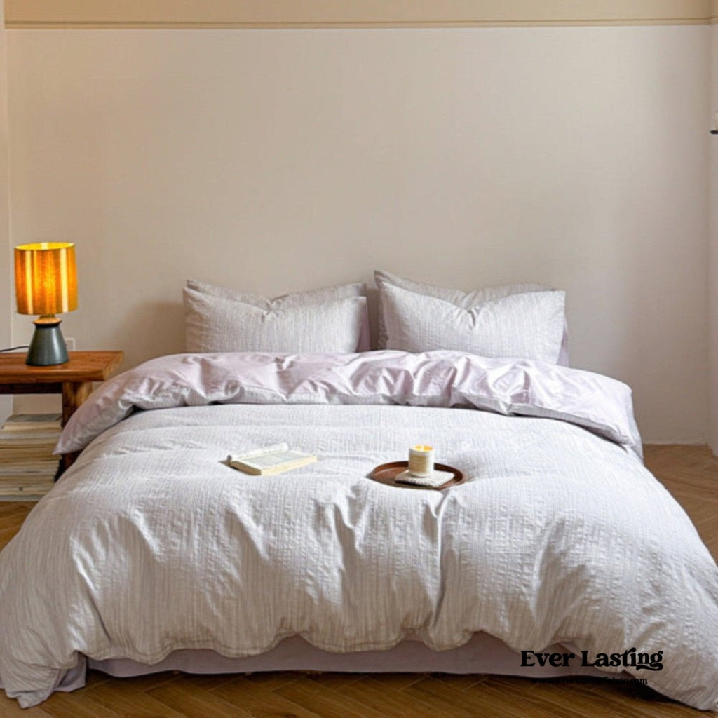 Emma Duo Striped Jacquard Bedding Set / Light Pink
