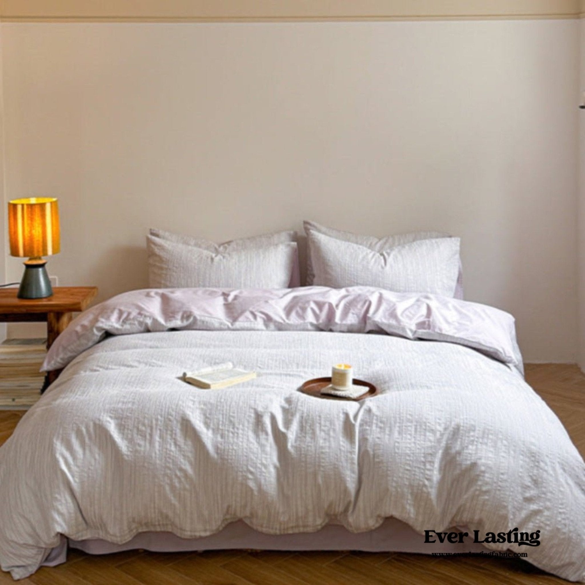 Emma Duo Striped Jacquard Bedding Set / Light Purple