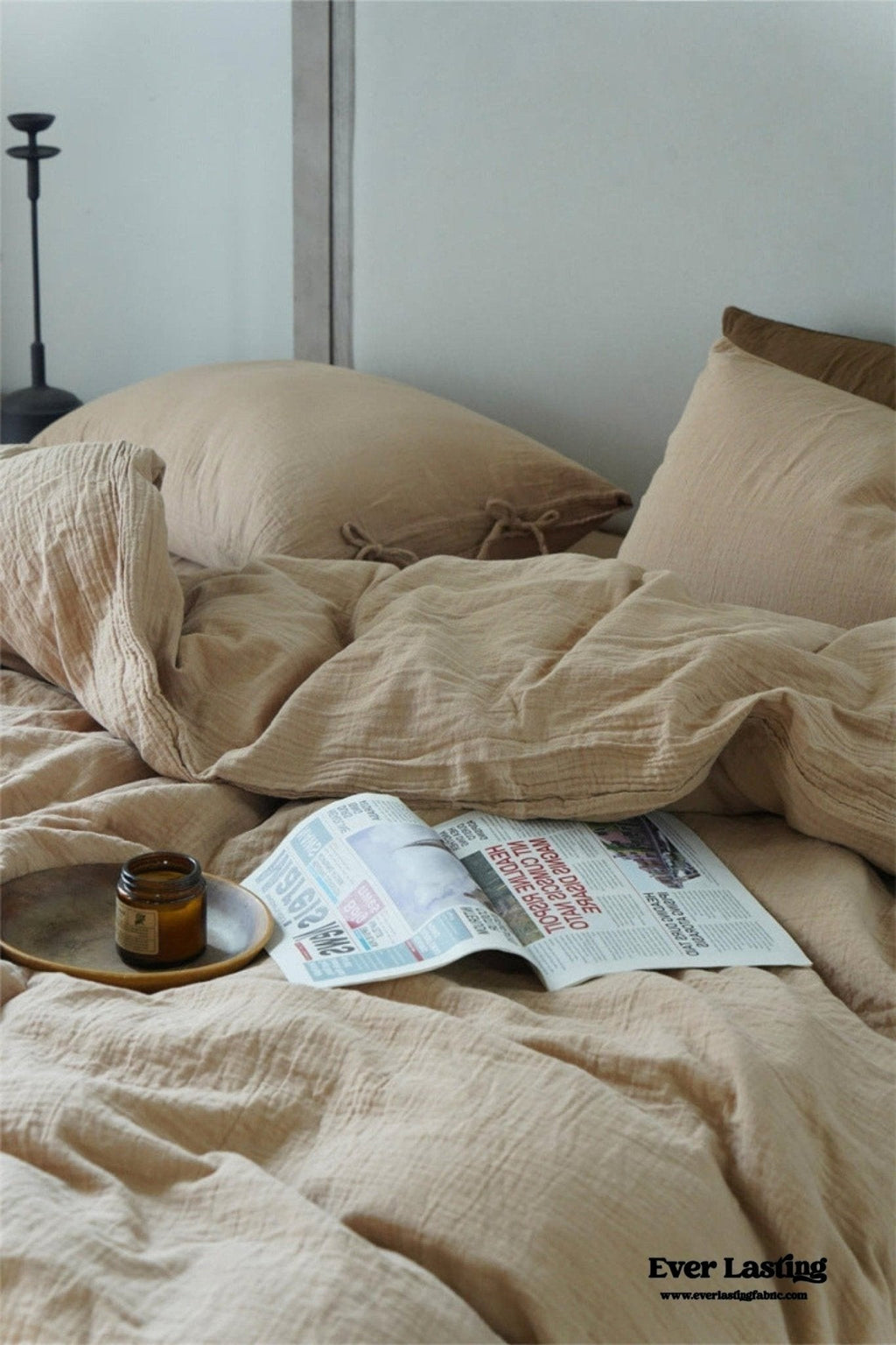 Evelyn Retro Double Gauze Bedding Set / Beige Brown