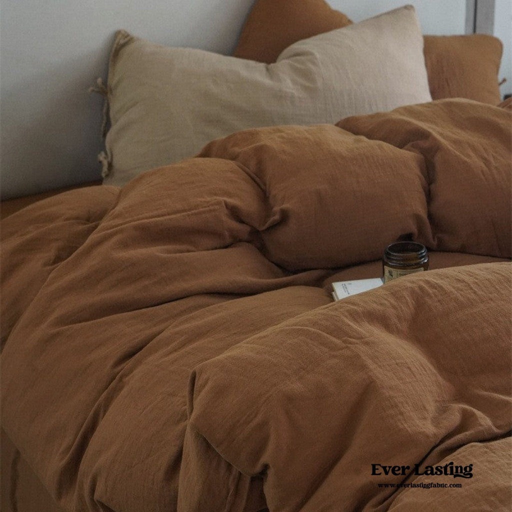 Evelyn Retro Double Gauze Bedding Set / Beige Brown