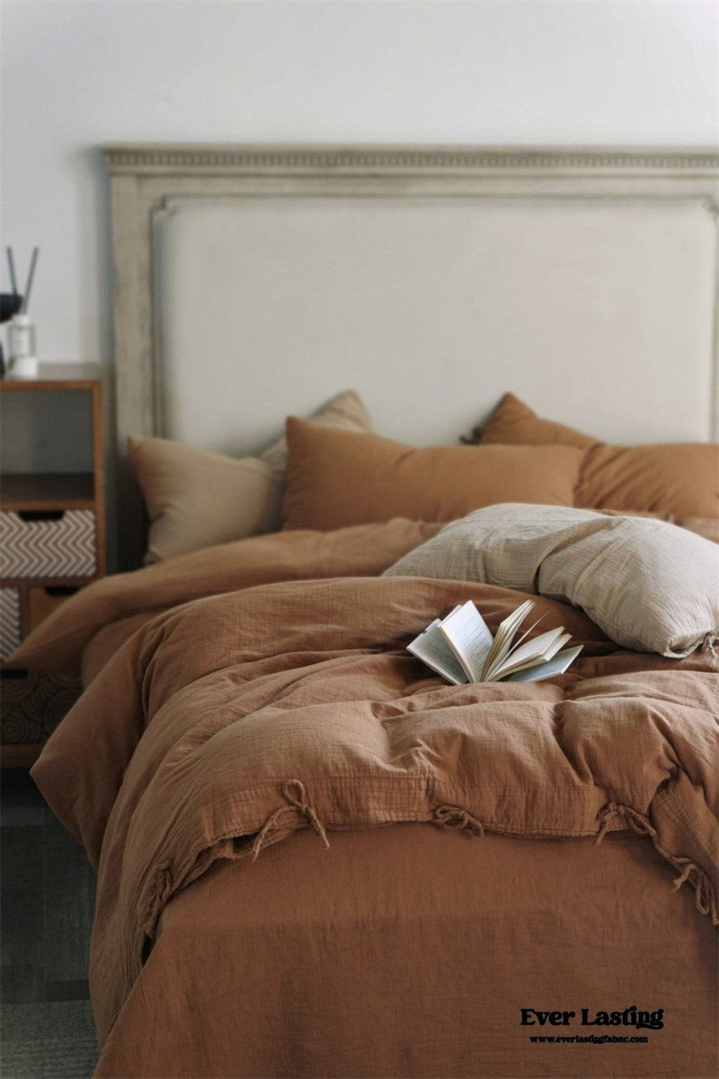 Evelyn Retro Double Gauze Bedding Set / Beige Brown