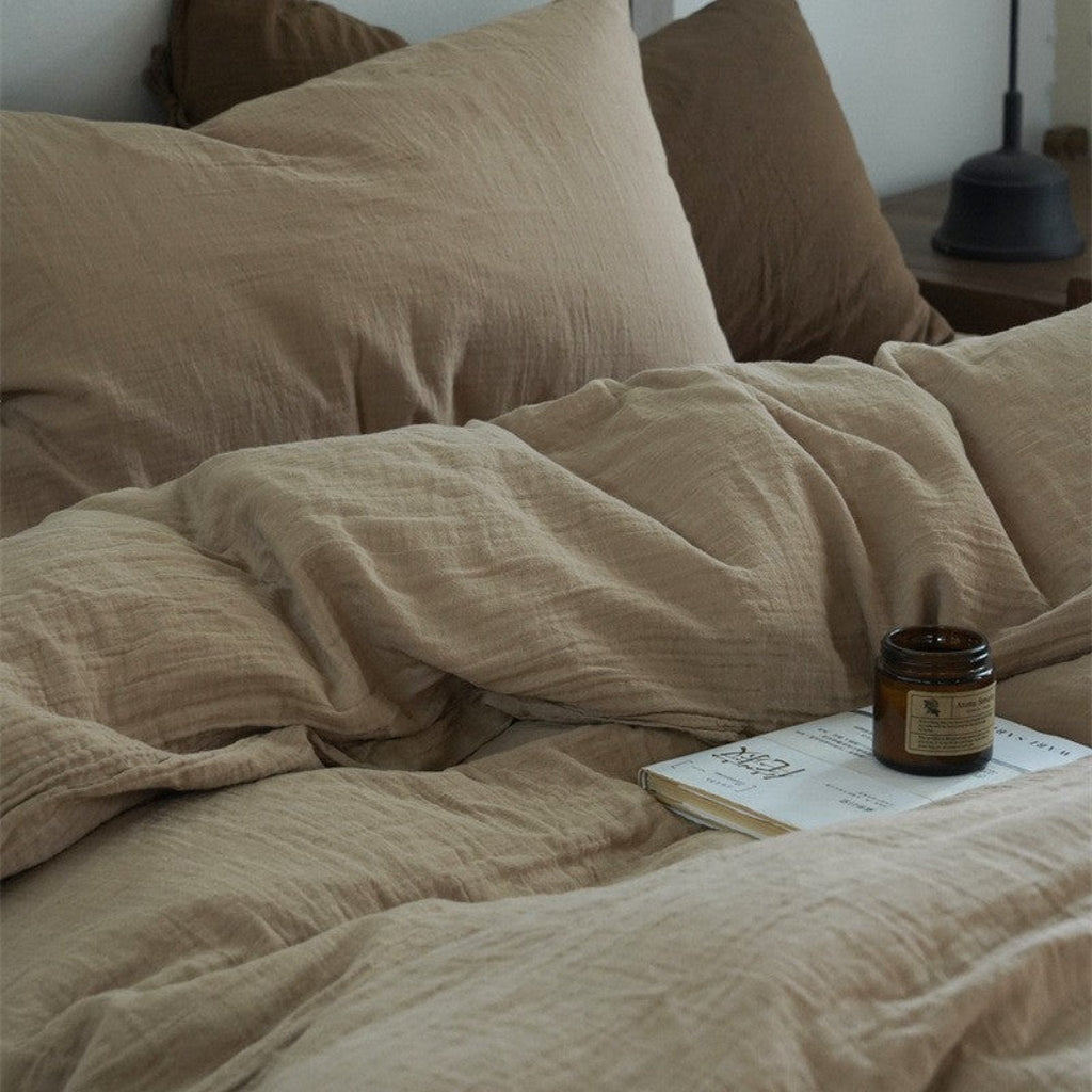 Evelyn Retro Double Gauze Bedding Set / Caramel Brown