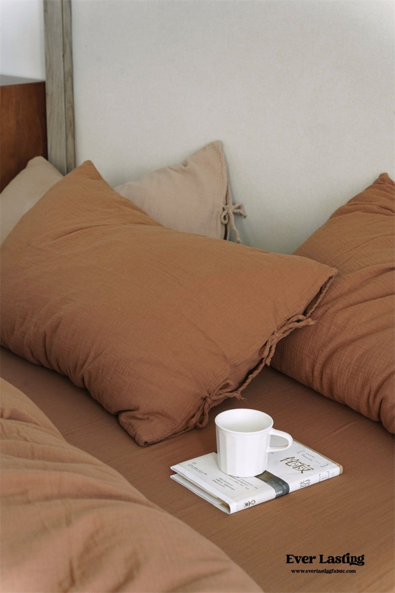 Evelyn Retro Double Gauze Bedding Set / Caramel Brown