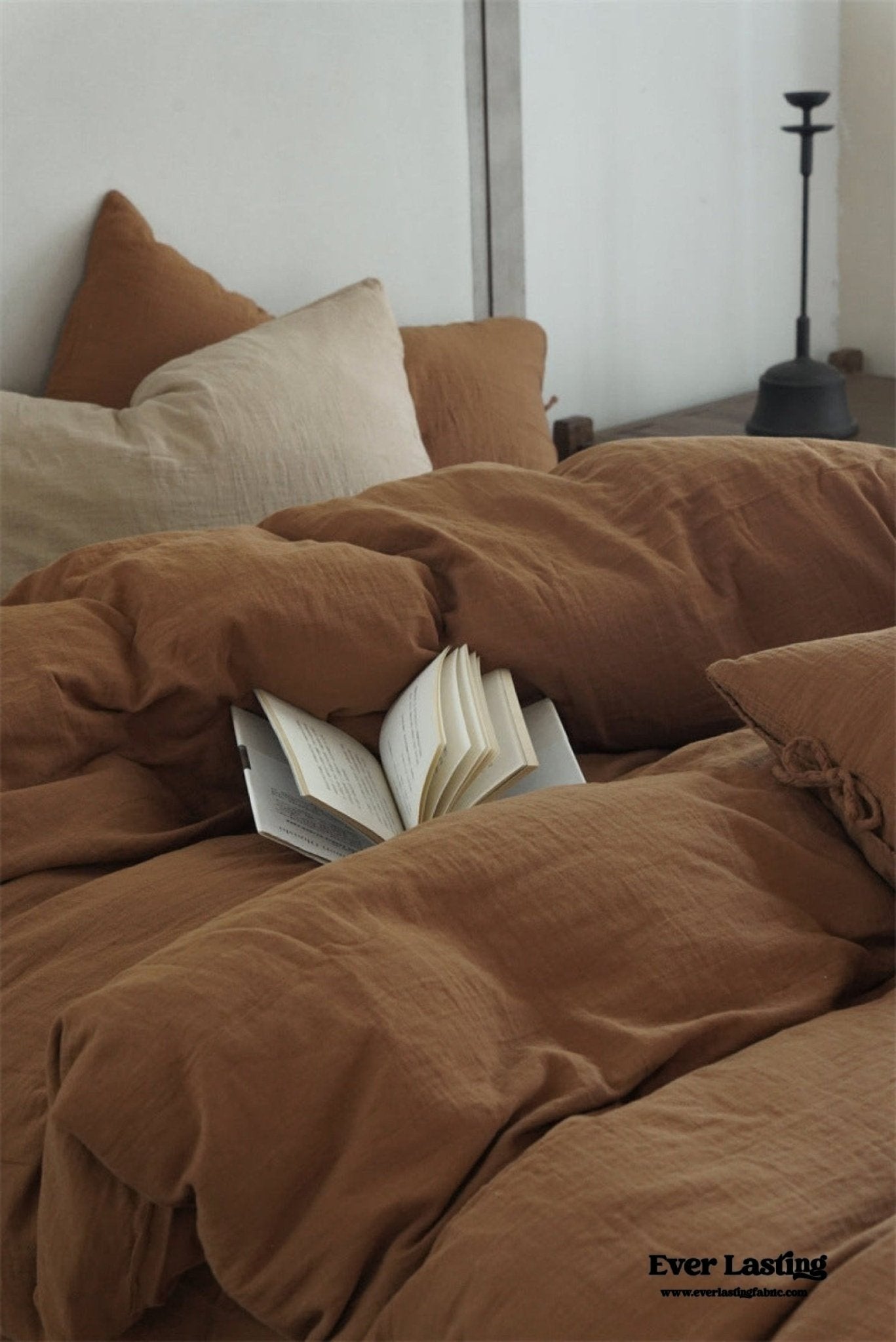Evelyn Retro Double Gauze Bedding Set / Chestnut Brown