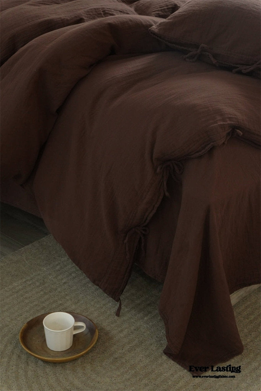Evelyn Retro Double Gauze Bedding Set / Chestnut Brown