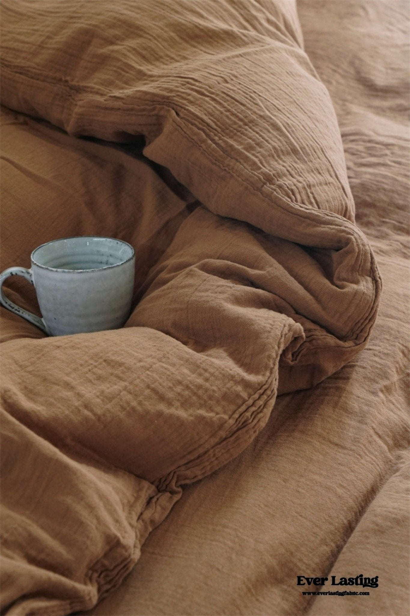 Evelyn Retro Double Gauze Bedding Set / Chestnut Brown