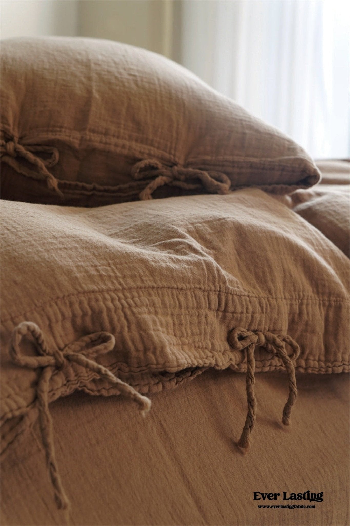 Evelyn Retro Double Gauze Bedding Set / Chestnut Brown