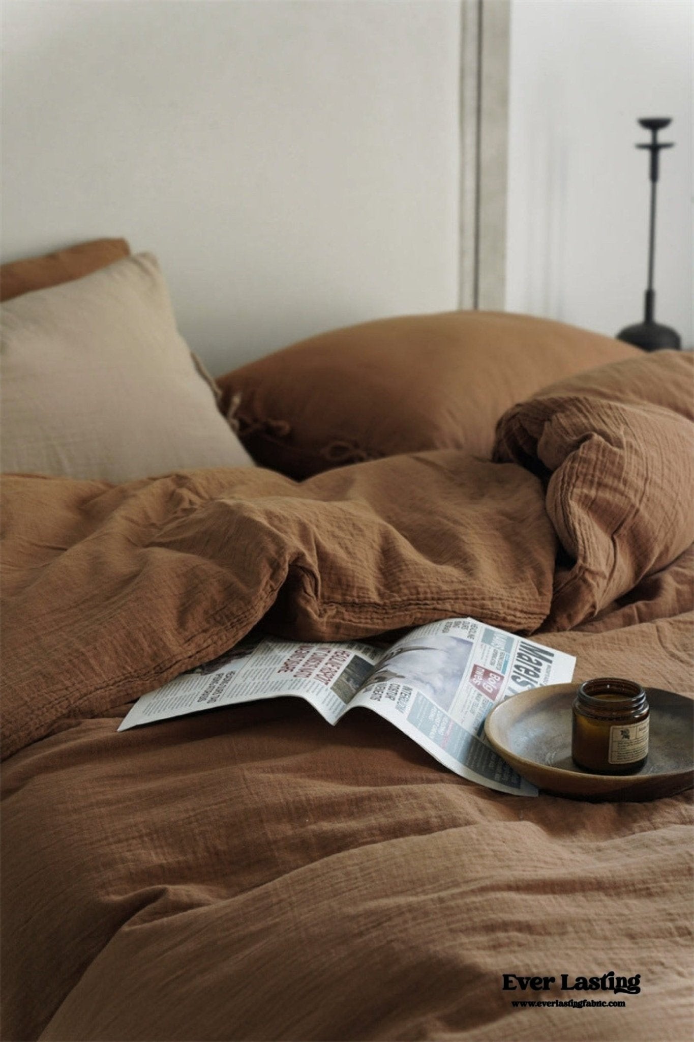 Evelyn Retro Double Gauze Bedding Set / Coffee Brown