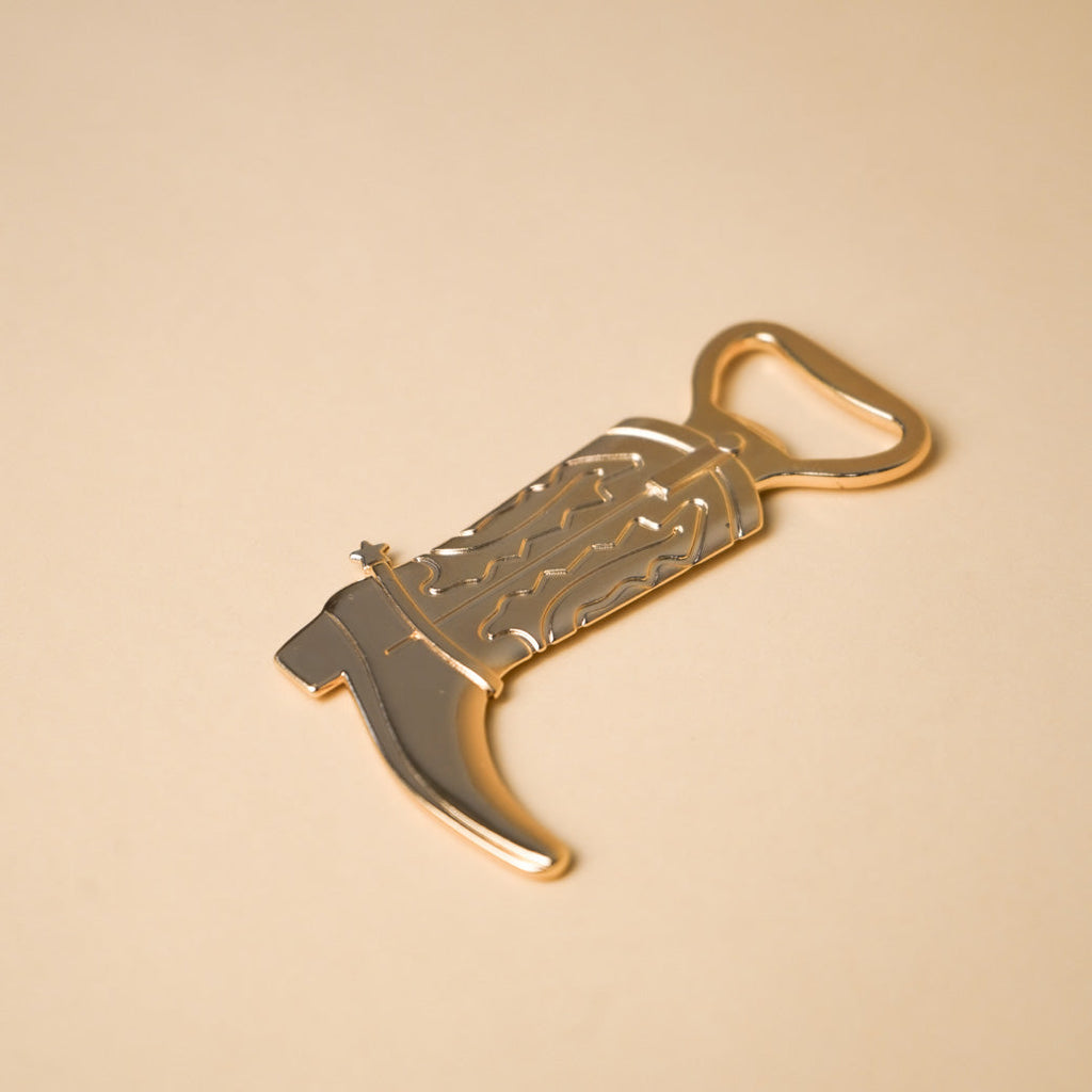 cowboy boot bottle opener - gold