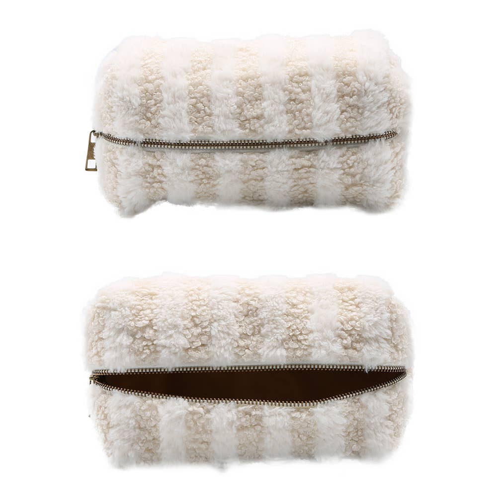 Stripe Sherpa Pouch Bag