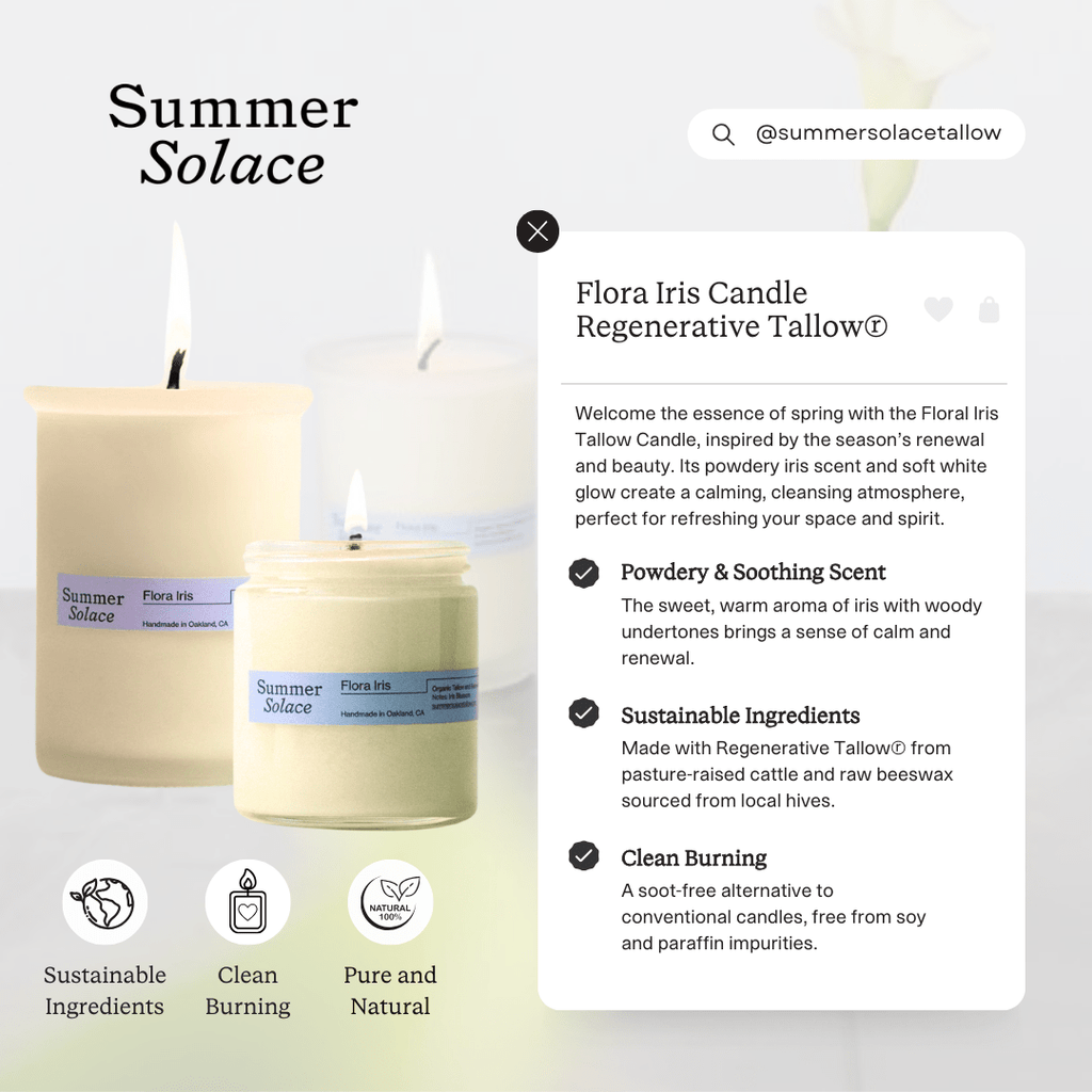Flora Iris – Tallow Candle with Orris & Palo Santo | 6 oz
