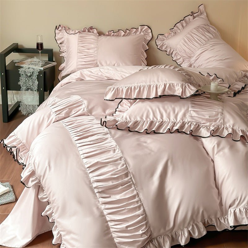 French Pleated Ruffle Bedding Set / Champagne
